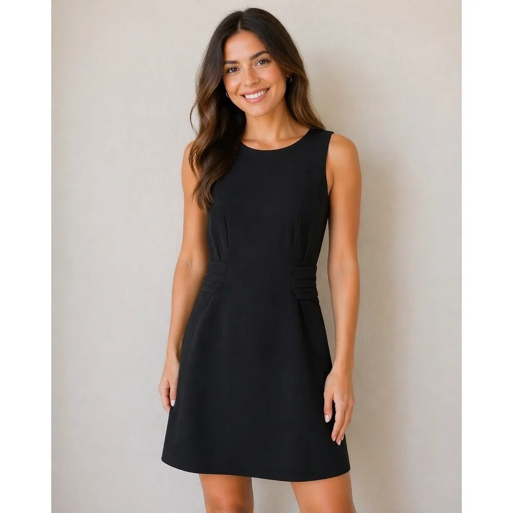 rag & bone Black Sleeveless Crisscross Open Back Pleated Mini Dress Size 6
